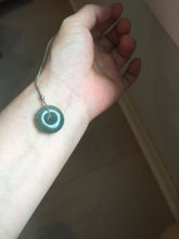 Load image into Gallery viewer, 18.4mm Type A 100% Natural oily dark green/gray Jadeite Jade Safety Guardian Button donuts Pendant PC110
