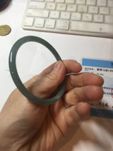 Load image into Gallery viewer, 58mm Certified Type A 100% Natural dark green/blue/gray with Guatemala slim round cut Jadeite bangle PE55-7024
