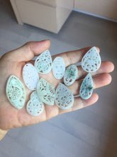Load image into Gallery viewer, 100% Natural type A light green purple white openwork jadeite pendant BP183
