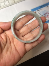 Load image into Gallery viewer, 53.1mm Certified Type A 100% Natural light green white with green floating flowers thin jadeite Jade bangle BS164-1595
