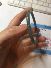 Load image into Gallery viewer, 58mm Certified Type A 100% Natural dark green/blue/gray with Guatemala slim round cut Jadeite bangle PE55-7024

