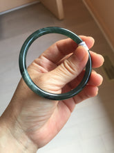 Load image into Gallery viewer, 55.5mm Certified Type A 100% Natural dark green/blue/gray/black Guatemala slim round cut Jadeite bangle AZ168-3455
