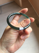 Load image into Gallery viewer, 55.5mm Certified Type A 100% Natural dark green/blue/gray/black Guatemala slim round cut Jadeite bangle AZ168-3455
