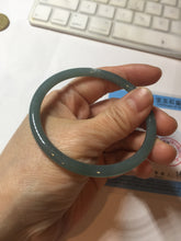 Load image into Gallery viewer, 58mm Certified Type A 100% Natural dark green/blue/gray with Guatemala slim round cut Jadeite bangle PE55-7024

