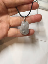 Load image into Gallery viewer, 100% natural type A icy watery black/white/clear(冰乌鸡)/light green(冰绿乌鸡) jadeite fox pendant necklace AA123
