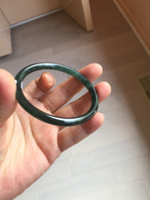 Load image into Gallery viewer, 55.5mm Certified Type A 100% Natural dark green/blue/gray/black Guatemala slim round cut Jadeite bangle AZ168-3455
