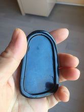 Load image into Gallery viewer, 100% Natural dark green/black jadeite jade(Mocui, 墨翠) GuanYin(观音) with Lotus &amp; Vase Carving Pendant/handhold stone PC142
