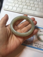 Load image into Gallery viewer, 54.2mm certified 100% Natural icy watery light beige pale pink gray white nephrite bangle HN122-1076
