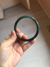 Load image into Gallery viewer, 55.5mm Certified Type A 100% Natural dark green/blue/gray/black Guatemala slim round cut Jadeite bangle AZ168-3455
