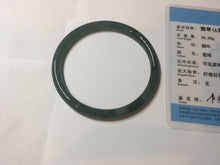 Load image into Gallery viewer, 57mm Certified Type A 100% Natural dark green/blue/gray with Guatemala slim round cut Jadeite bangle PE57-7064
