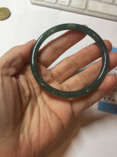 Load image into Gallery viewer, 57mm Certified Type A 100% Natural dark green/blue/gray with Guatemala slim round cut Jadeite bangle PE57-7064
