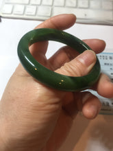 Load image into Gallery viewer, 51mm certified 100% Natural dark green/black nephrite (碧玉) bangle HN123-0138
