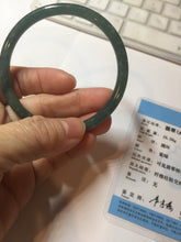 Load image into Gallery viewer, 57mm Certified Type A 100% Natural dark green/blue/gray with Guatemala slim round cut Jadeite bangle PE57-7064
