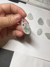 Load image into Gallery viewer, 100% Natural type A light green purple white openwork jadeite pendant BP183
