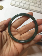 Load image into Gallery viewer, 57mm Certified Type A 100% Natural dark green/blue/gray with Guatemala slim round cut Jadeite bangle PE57-7064
