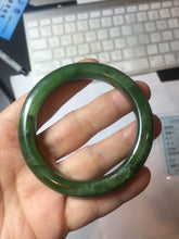 Load image into Gallery viewer, 51mm certified 100% Natural dark green/black nephrite (碧玉) bangle HN123-0138
