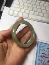 Load image into Gallery viewer, 54.2mm certified 100% Natural icy watery light beige pale pink gray white nephrite bangle HN124-1064
