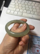 Load image into Gallery viewer, 54.2mm certified 100% Natural icy watery light beige pale pink gray white nephrite bangle HN124-1064
