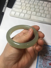 Load image into Gallery viewer, 54.2mm certified 100% Natural icy watery light beige pale pink gray white nephrite bangle HN124-1064
