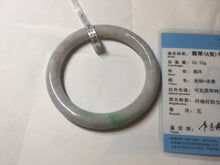 Load image into Gallery viewer, 59mm certified 100% natural type A light green/white/purple slim round cut jadeite jade bangle PC34-2674
