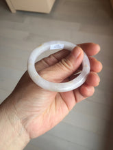 Load image into Gallery viewer, 47mm certified 100% natural Type A light purple white oval jadeite jade bangle PB63-3872
