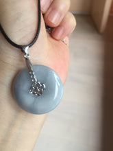 Load image into Gallery viewer, 100% natural type A purple/gray/green jadeite jade safety donut pendant necklace AF25
