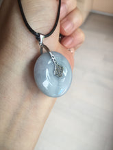 Load image into Gallery viewer, 100% natural type A purple/gray/green jadeite jade safety donut pendant necklace AF25
