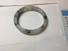 Load image into Gallery viewer, 51.5mm certificated Type A 100% Natural icy watery light green/white with dark green floating flowers chinese ink painting oval Jadeite Jade bangle PB125-7411
