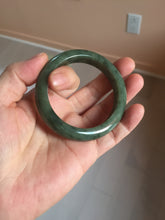 Load image into Gallery viewer, 51.5mm certified Type A 100% Natural dark green black oval Jadeite Jade bangle PB199-3352

