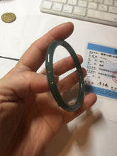 Load image into Gallery viewer, 56.5mm Certified Type A 100% Natural dark green/blue/gray Guatemala slim round cut Jadeite bangle PE59-7037
