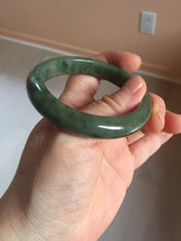 Load image into Gallery viewer, 51.5mm certified Type A 100% Natural dark green black oval Jadeite Jade bangle PB199-3352
