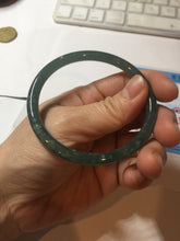Load image into Gallery viewer, 56.5mm Certified Type A 100% Natural dark green/blue/gray Guatemala slim round cut Jadeite bangle PE59-7037
