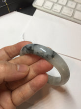 Load image into Gallery viewer, 51.5mm certificated Type A 100% Natural icy watery light green/white with dark green floating flowers chinese ink painting oval Jadeite Jade bangle PB125-7411
