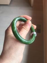 Load image into Gallery viewer, 51mm certified 100% Natural dark green/black nephrite (碧玉) bangle HN123-0138
