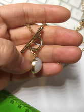 Load image into Gallery viewer, 100% natural Type A Double Layer Gold-Tone O-T toggle Necklace with white light purple gray Jadeite Pendant PF70
