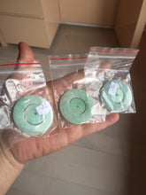 Load image into Gallery viewer, 38-39mm Type A 100% Natural sunny green/white Jadeite Jade concentric circle safety Guardian ring Pendant (子母扣,同心环) PC2
