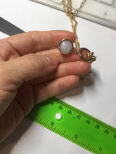 Load image into Gallery viewer, 100% natural Type A Double Layer Gold-Tone O-T toggle Necklace with white light purple gray Jadeite Pendant PF70
