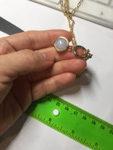 Load image into Gallery viewer, 100% natural Type A Double Layer Gold-Tone O-T toggle Necklace with white light purple gray Jadeite Pendant PF70
