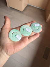 Load image into Gallery viewer, 38-39mm Type A 100% Natural sunny green/white Jadeite Jade concentric circle safety Guardian ring Pendant (子母扣,同心环) PC2
