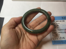 Load image into Gallery viewer, 51.5mm certified Type A 100% Natural dark green black oval Jadeite Jade bangle PB199-3352
