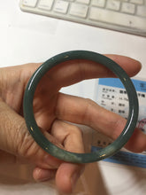 Load image into Gallery viewer, 55mm Certified Type A 100% Natural dark green/blue/gray Guatemala slim round cut Jadeite bangle PE60-7065
