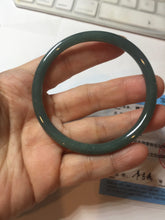 Load image into Gallery viewer, 55mm Certified Type A 100% Natural dark green/blue/gray Guatemala slim round cut Jadeite bangle PE60-7065
