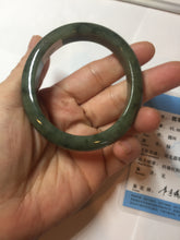 Load image into Gallery viewer, 51.5mm certified Type A 100% Natural dark green black oval Jadeite Jade bangle PB199-3352
