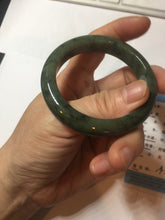 Load image into Gallery viewer, 51.5mm certified Type A 100% Natural dark green black oval Jadeite Jade bangle PB199-3352
