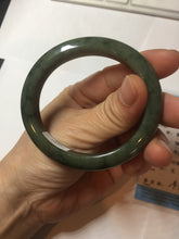 Load image into Gallery viewer, 51.5mm certified Type A 100% Natural dark green black oval Jadeite Jade bangle PB199-3352
