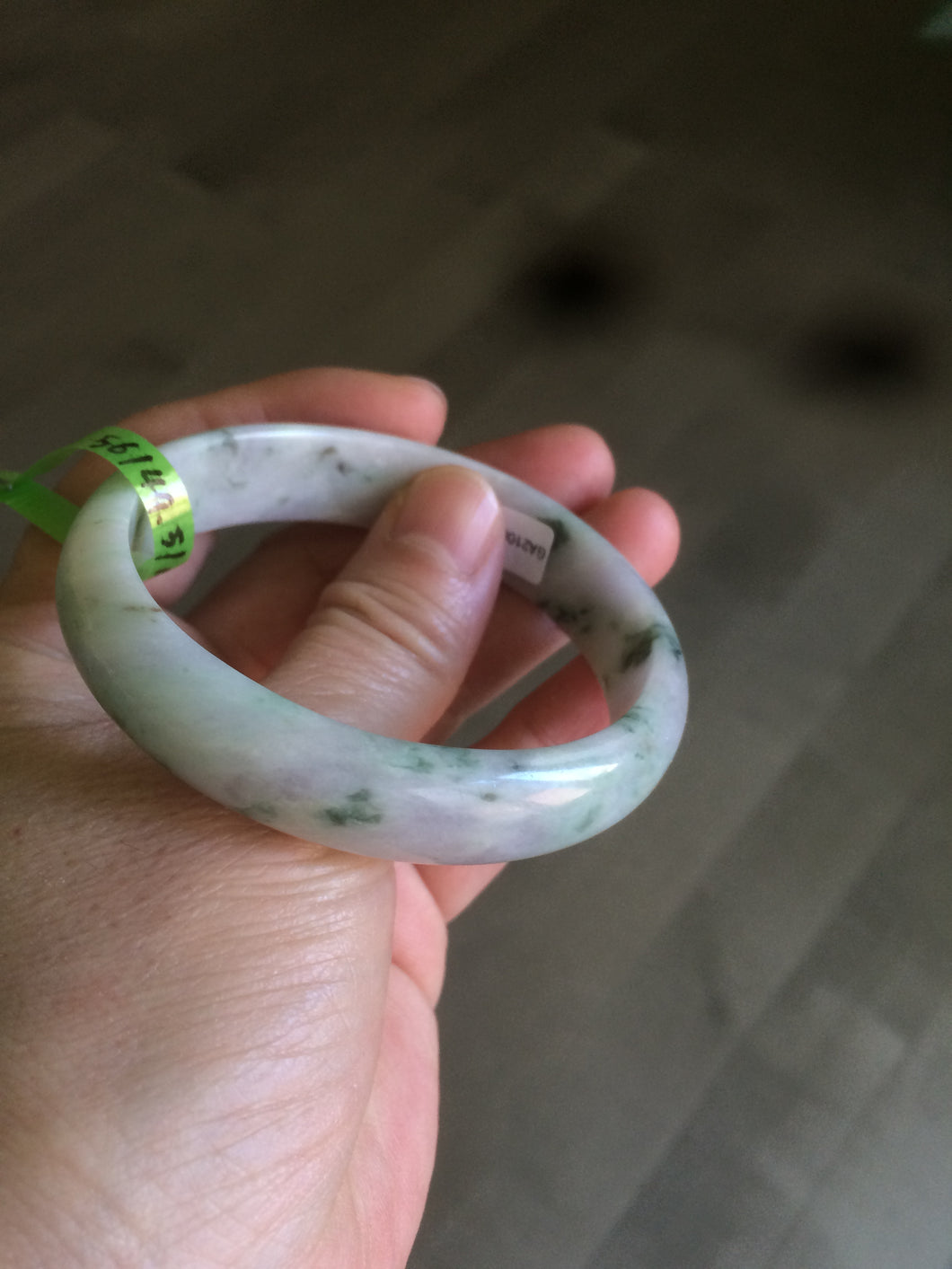 Certified 51.7 mm type A 100% Natural green/purple/white oval Jadeite Jade bangle F109-6200