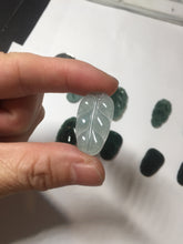 Load image into Gallery viewer, 100% natural type A icy watery light green blue gray Guatemala jadeite leaf pendant BP184-1
