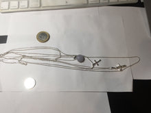 Load image into Gallery viewer, Layered silve-tone cross with 100% natural Type A white light purple gray Jadeite Pendant  Necklace PF72
