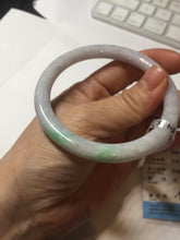 Load image into Gallery viewer, 57mm certified 100% natural type A sunny green/white/purple round cut jadeite jade bangle PC31-2684
