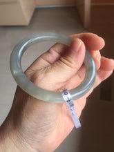 Load image into Gallery viewer, 52.8mm certified 100% Natural icy watery light gray black smoky purple(烟紫) nephrite bangle HN119-0101
